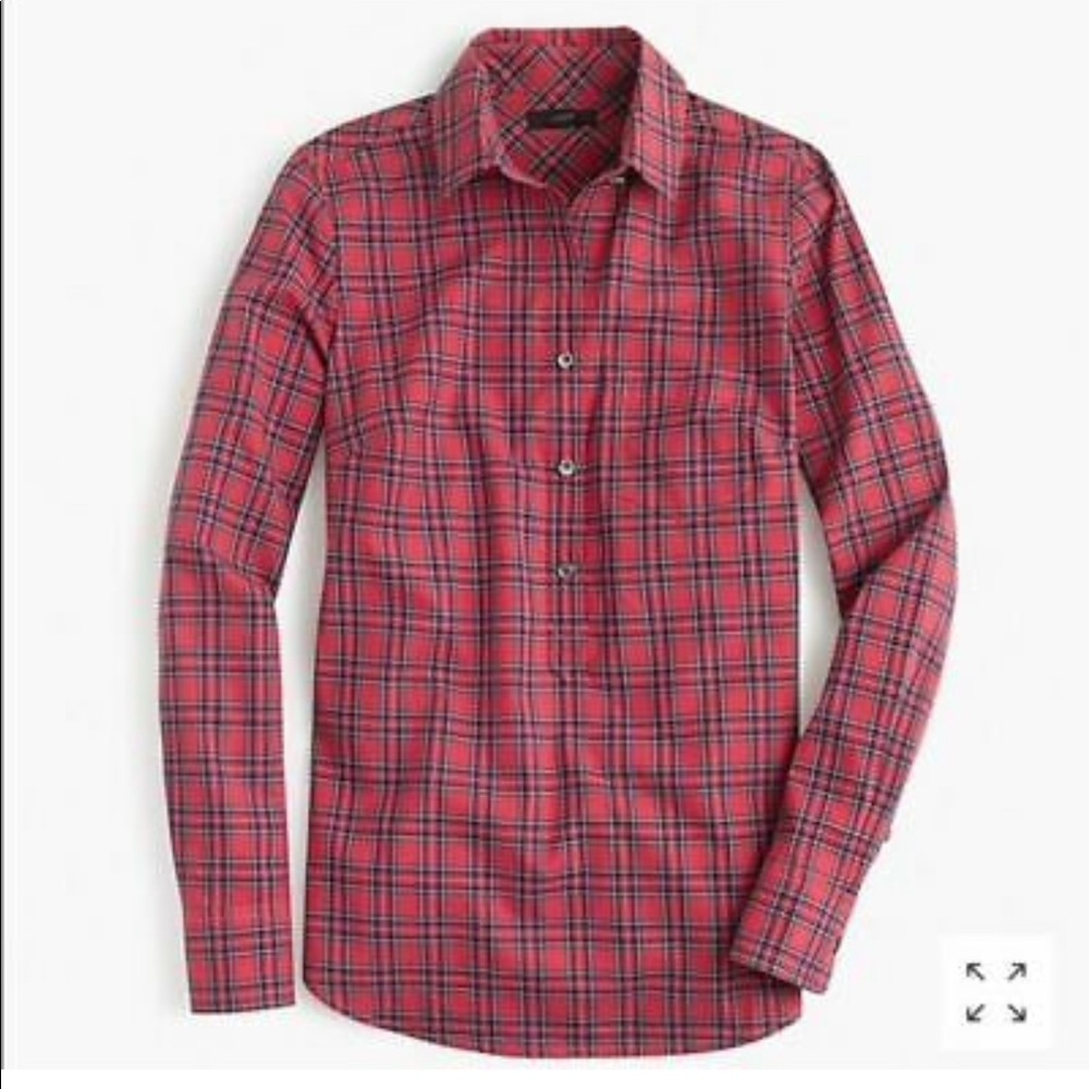 JCrew red tartan popover shirt